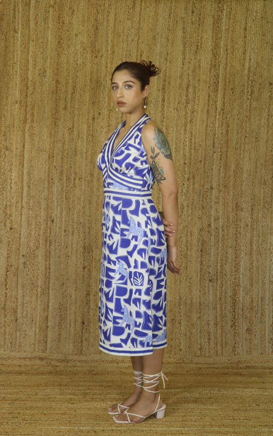 The Jaminique Blue Halter Neck Dress