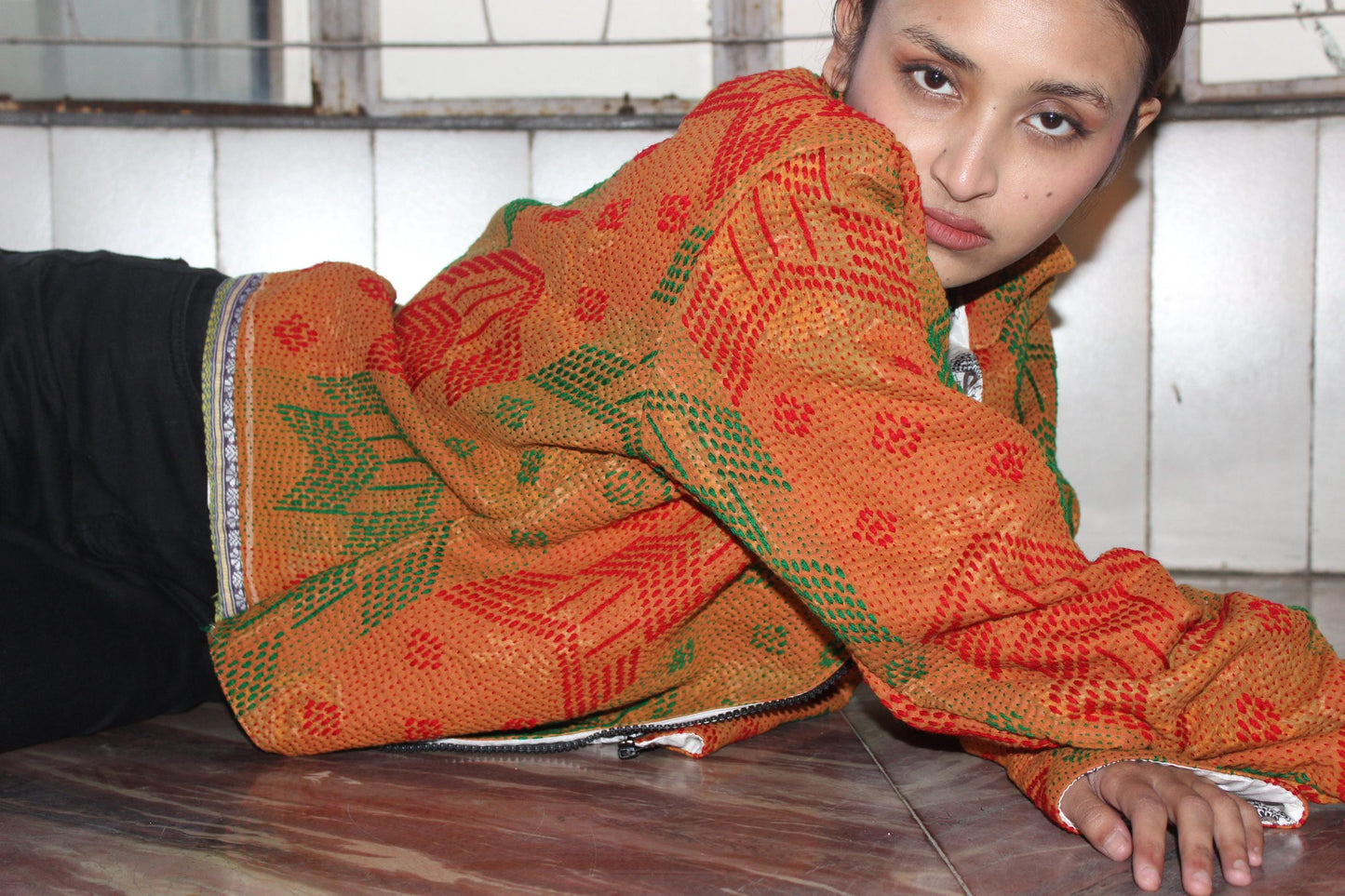 Vintage Kantha Quilt Jacket Fully Hand Embroidered