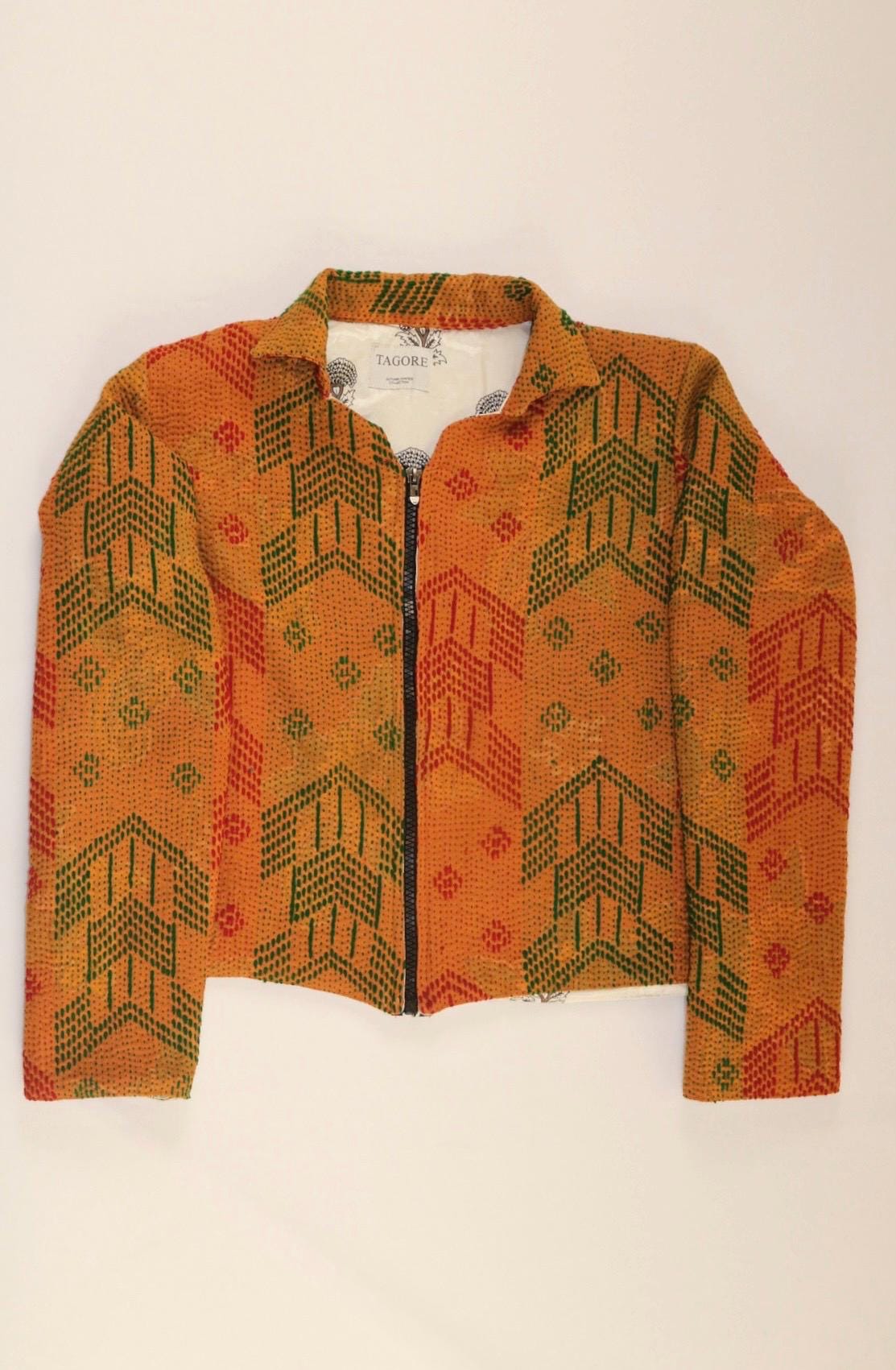 Vintage Kantha Quilt Jacket Fully Hand Embroidered