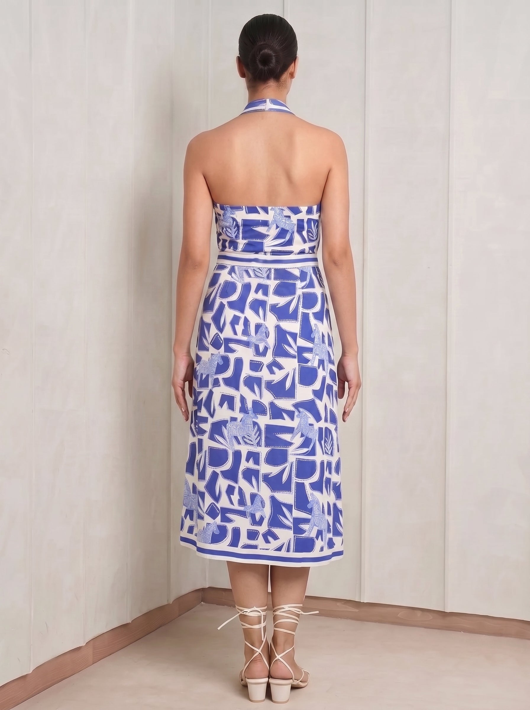 The Jaminique Blue Halter Neck Dress