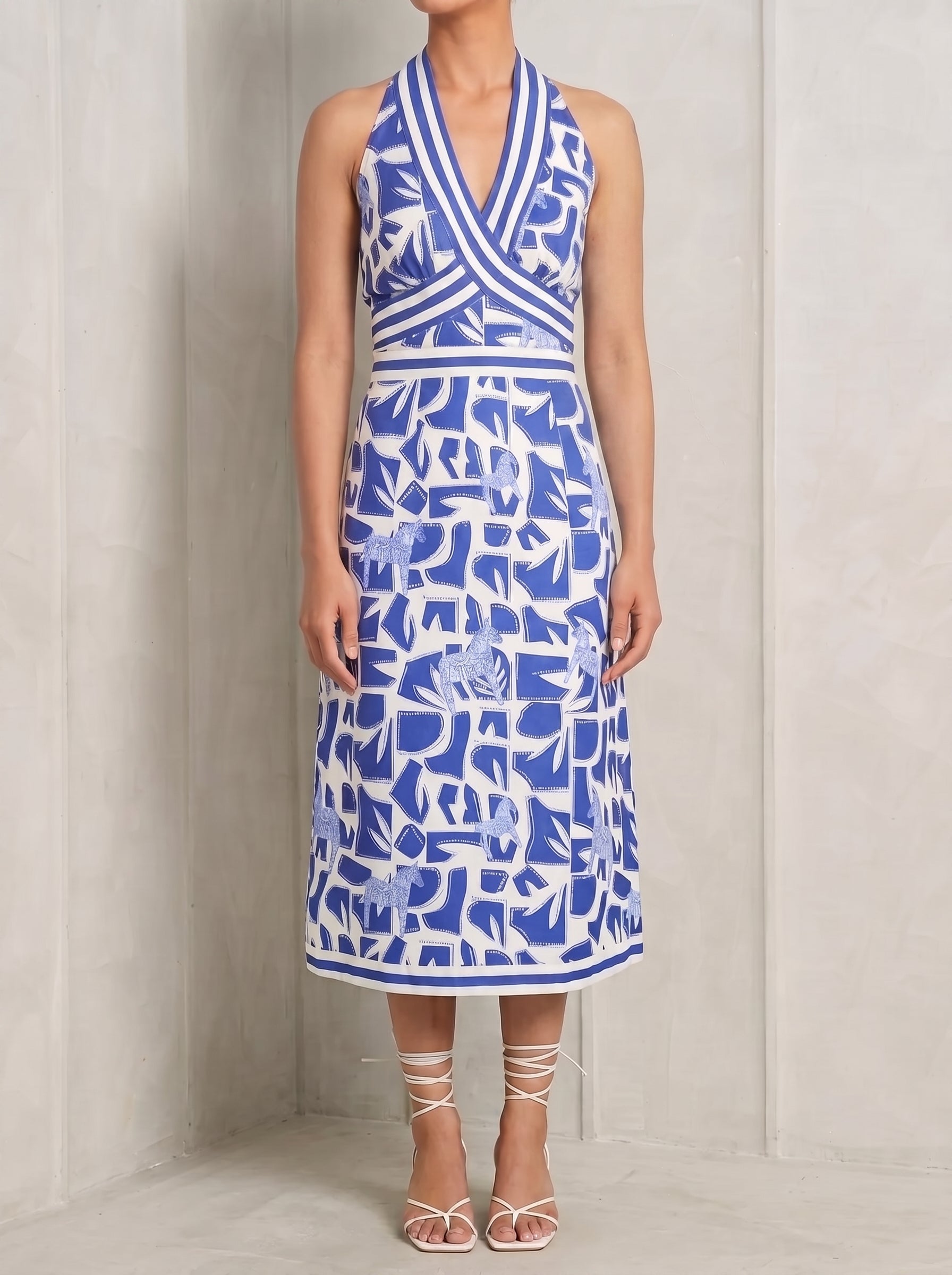 The Jaminique Blue Halter Neck Dress