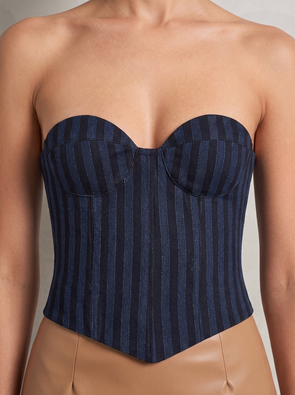 Upcycled Denim Block Printed Corset