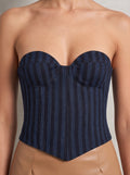 Upcycled Denim Block Printed Corset