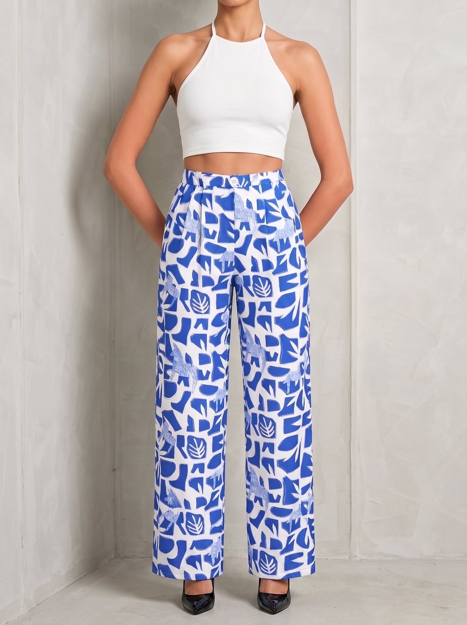 Blue Horse High Waist Pants