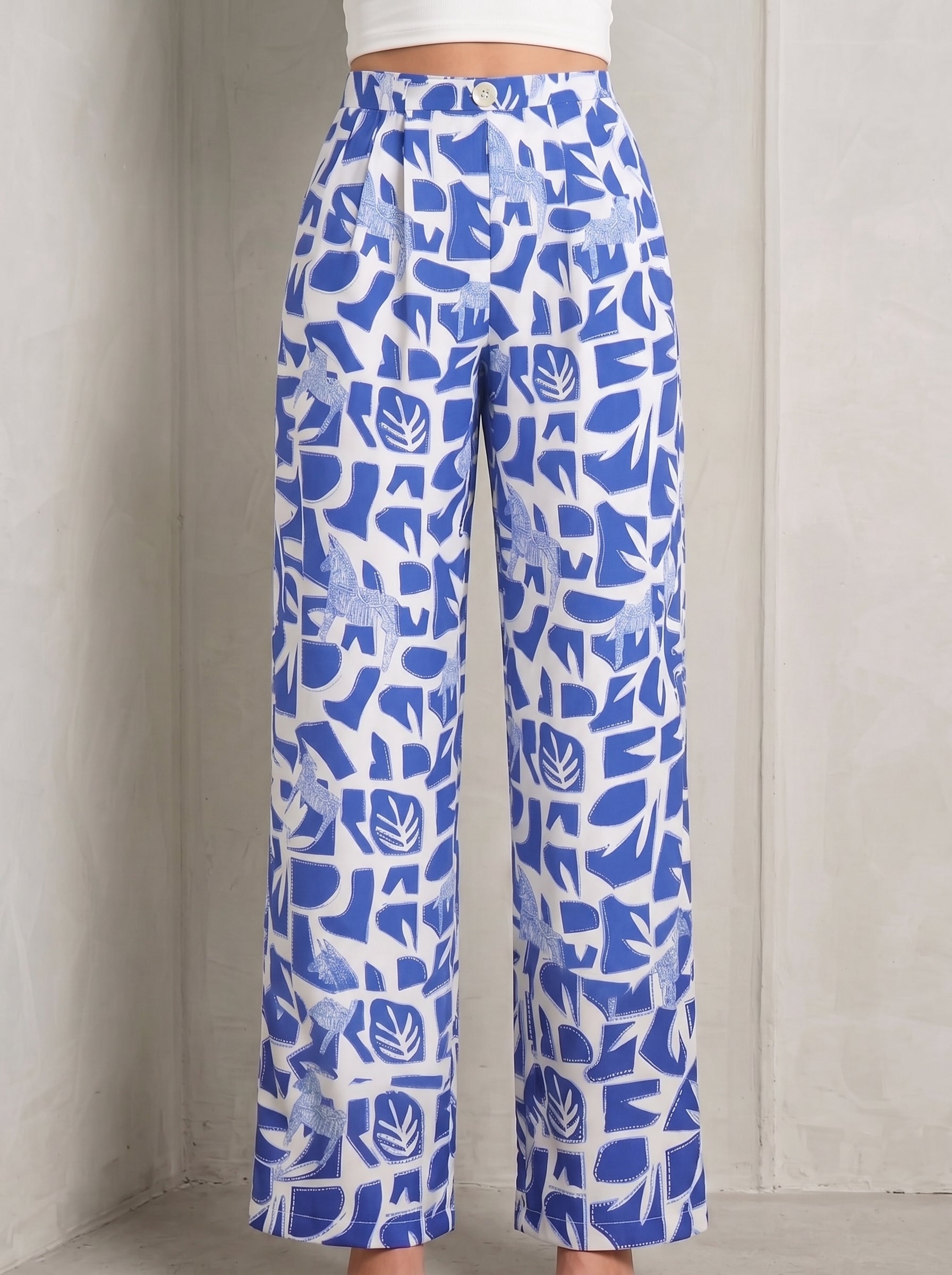 Blue Horse High Waist Pants