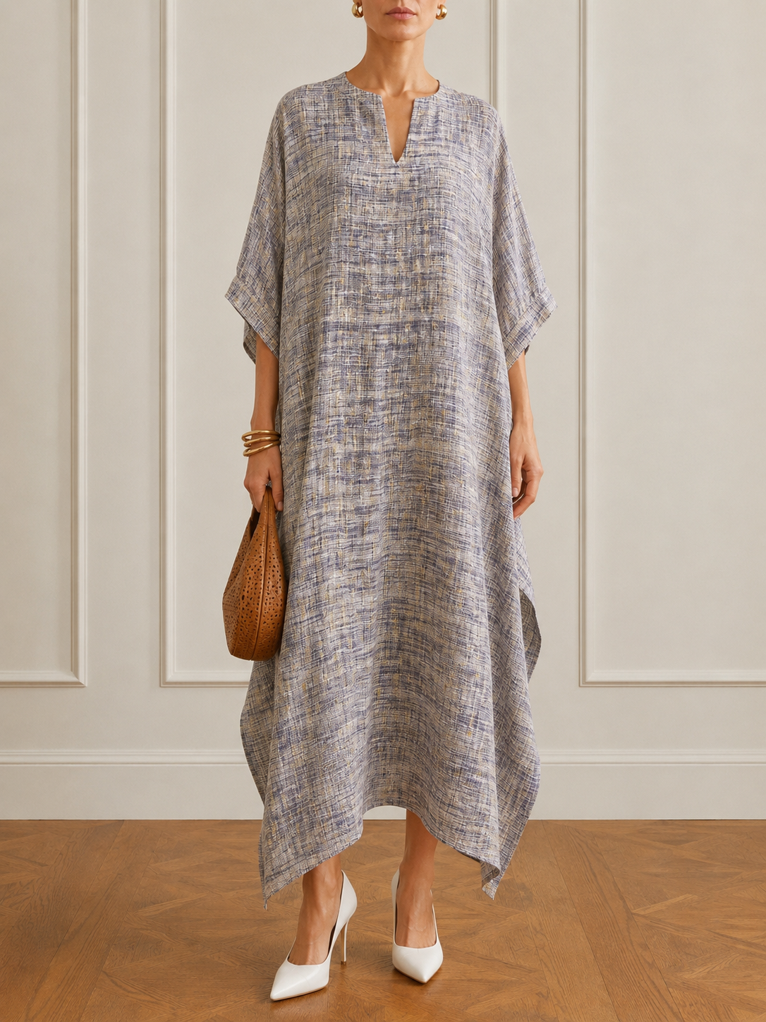 Pale Gold Lilac Handwoven Kaftan