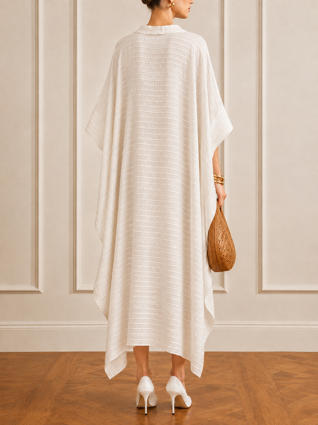 White Striped Handwoven Kaftan