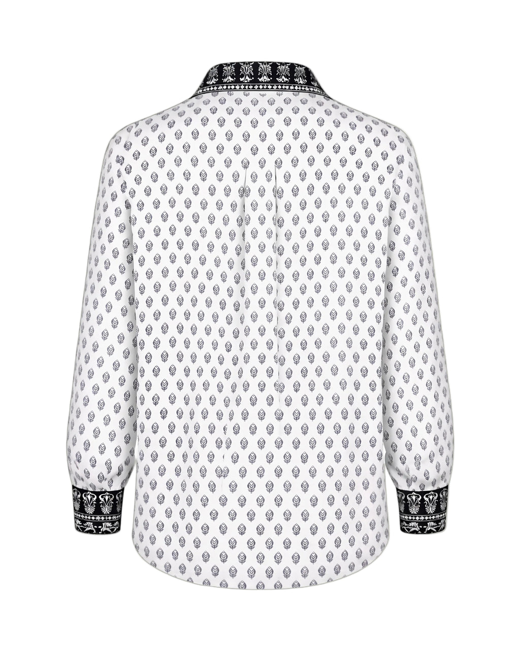 White shirt with black pattern on a white background