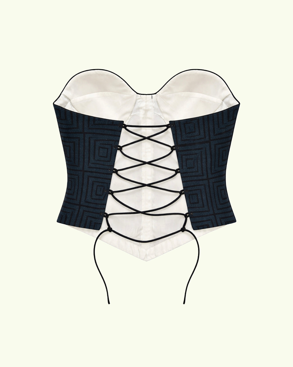 Upcycled Denim Block Printed Corset