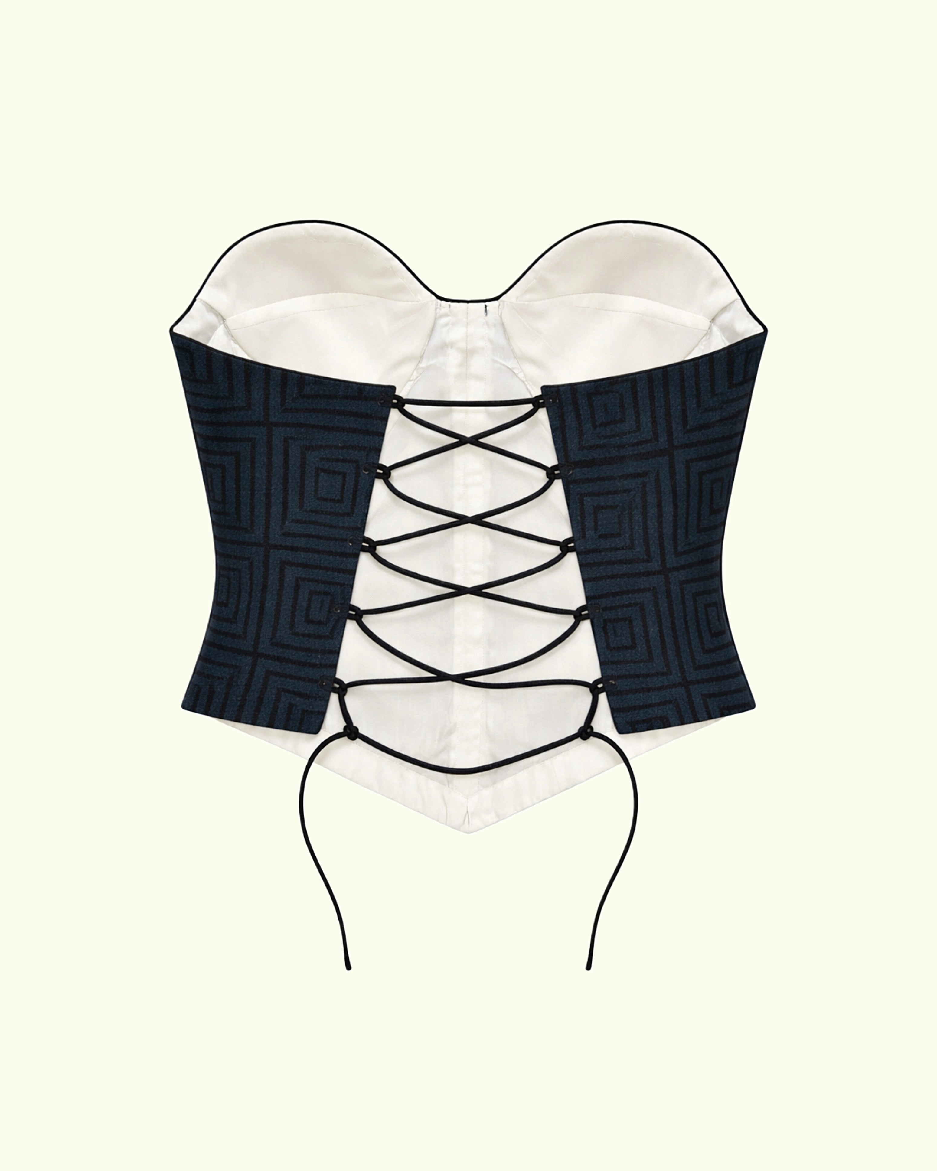 Upcycled Denim Block Printed Corset