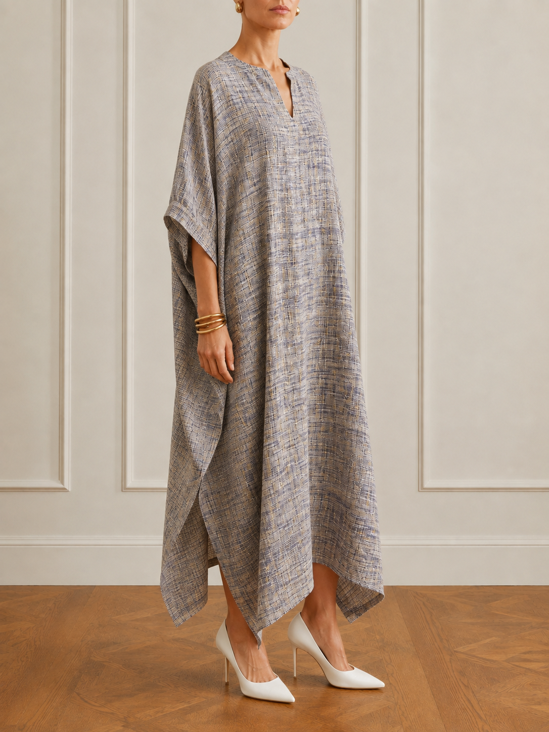 Pale Gold Lilac Handwoven Kaftan
