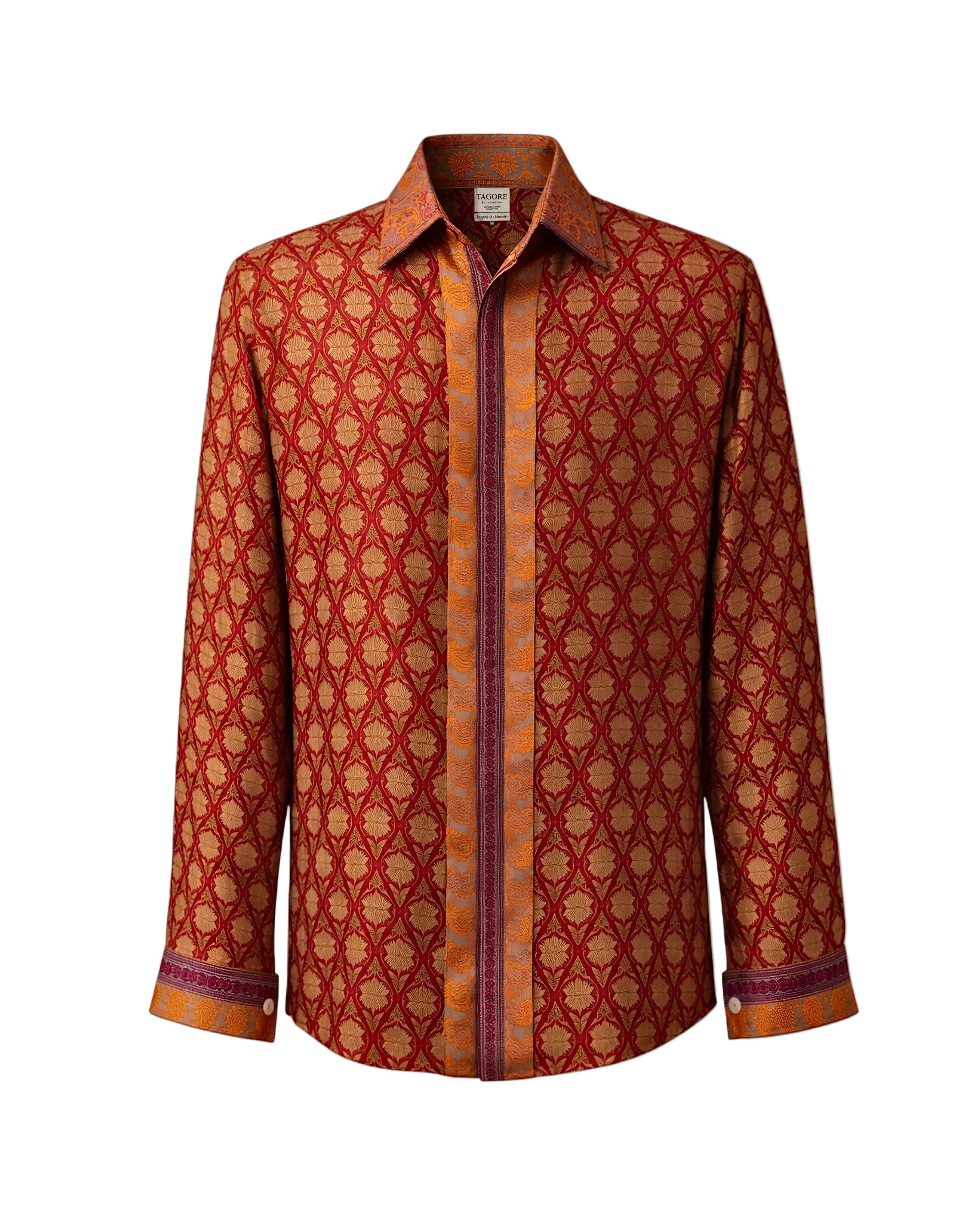 Patterned shirt with a collar on a white background