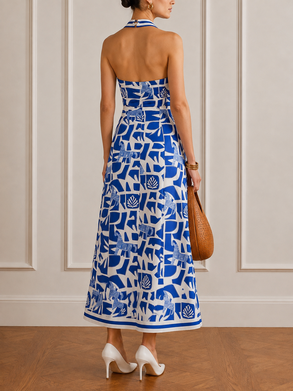 The Jaminique Blue Halter Neck Dress
