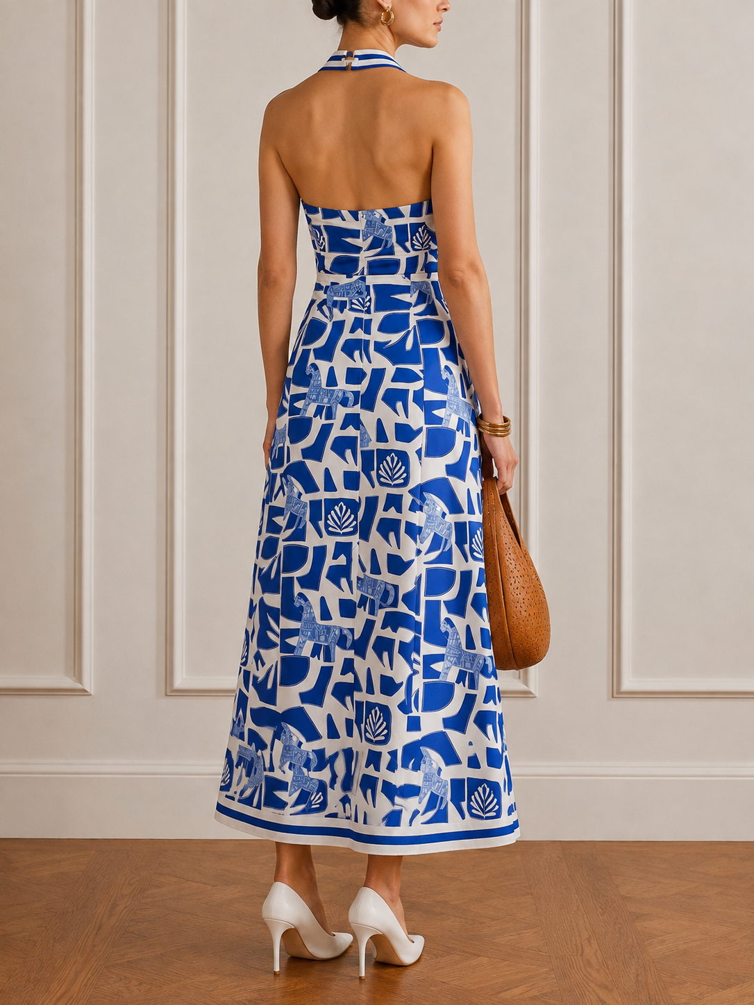The Jaminique Blue Halter Neck Dress