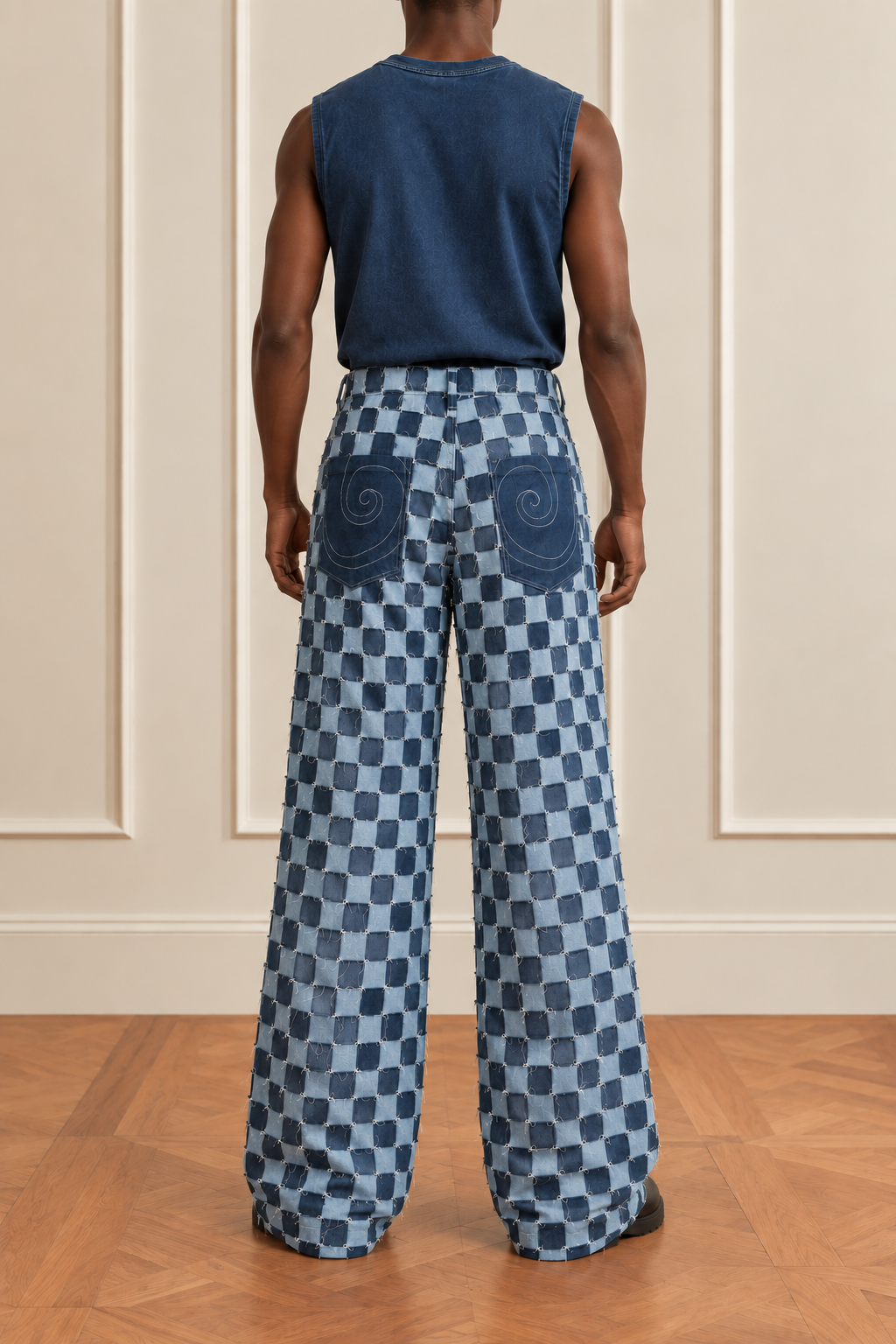 Reworked Cross-Stitch Denim Trousers