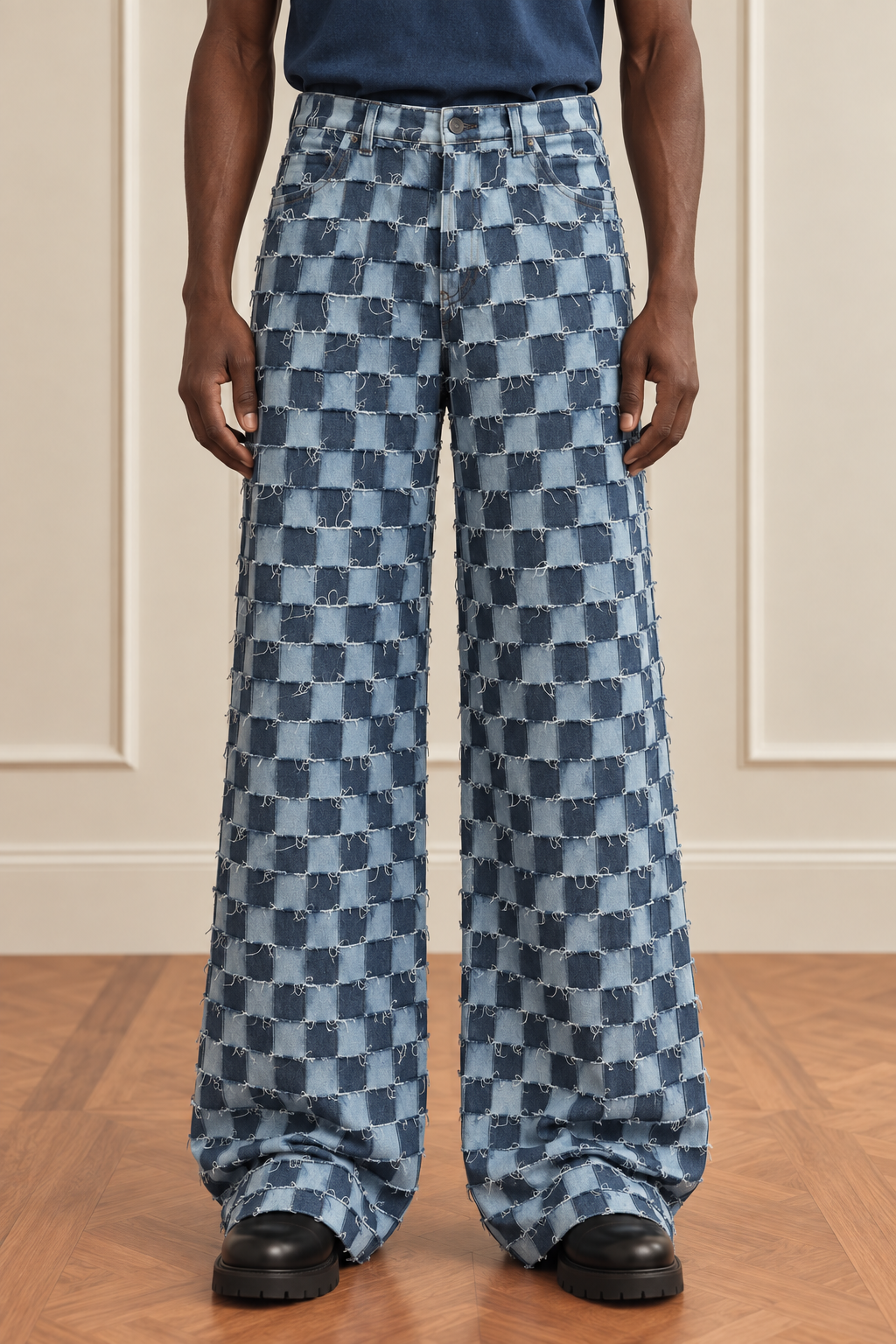 Reworked Cross-Stitch Denim Trousers