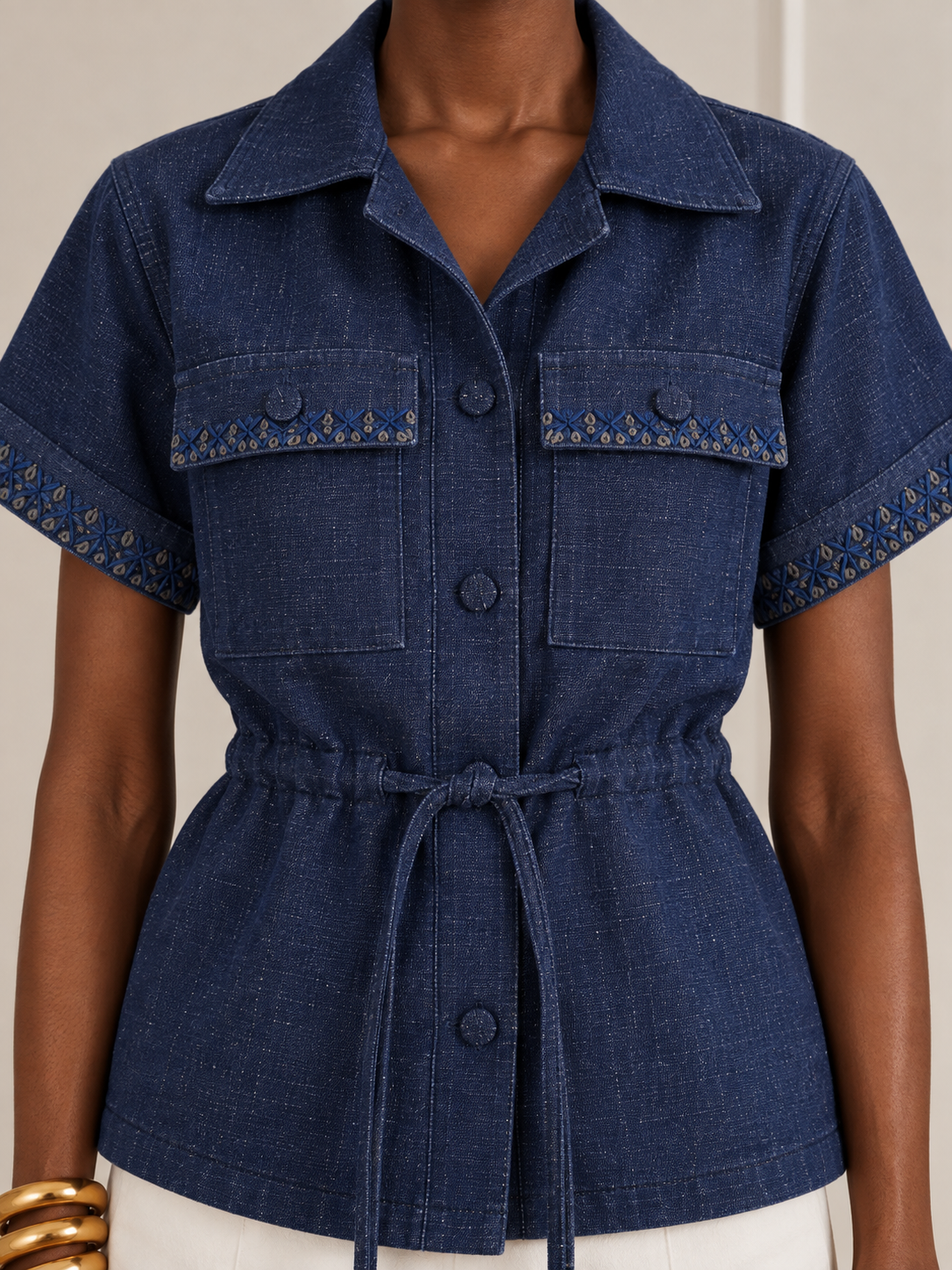 Embroidered Denim Flap Jacket