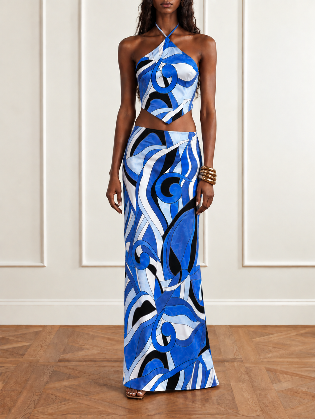 Hooghly Halter Neck & Maxi Skirt Set