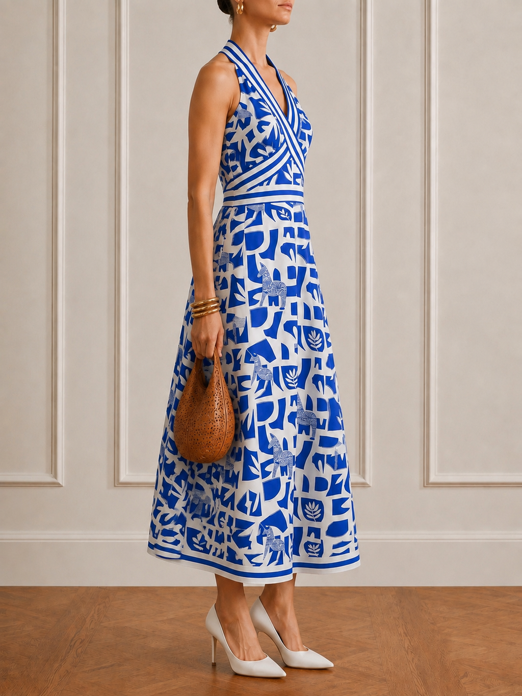 The Jaminique Blue Halter Neck Dress