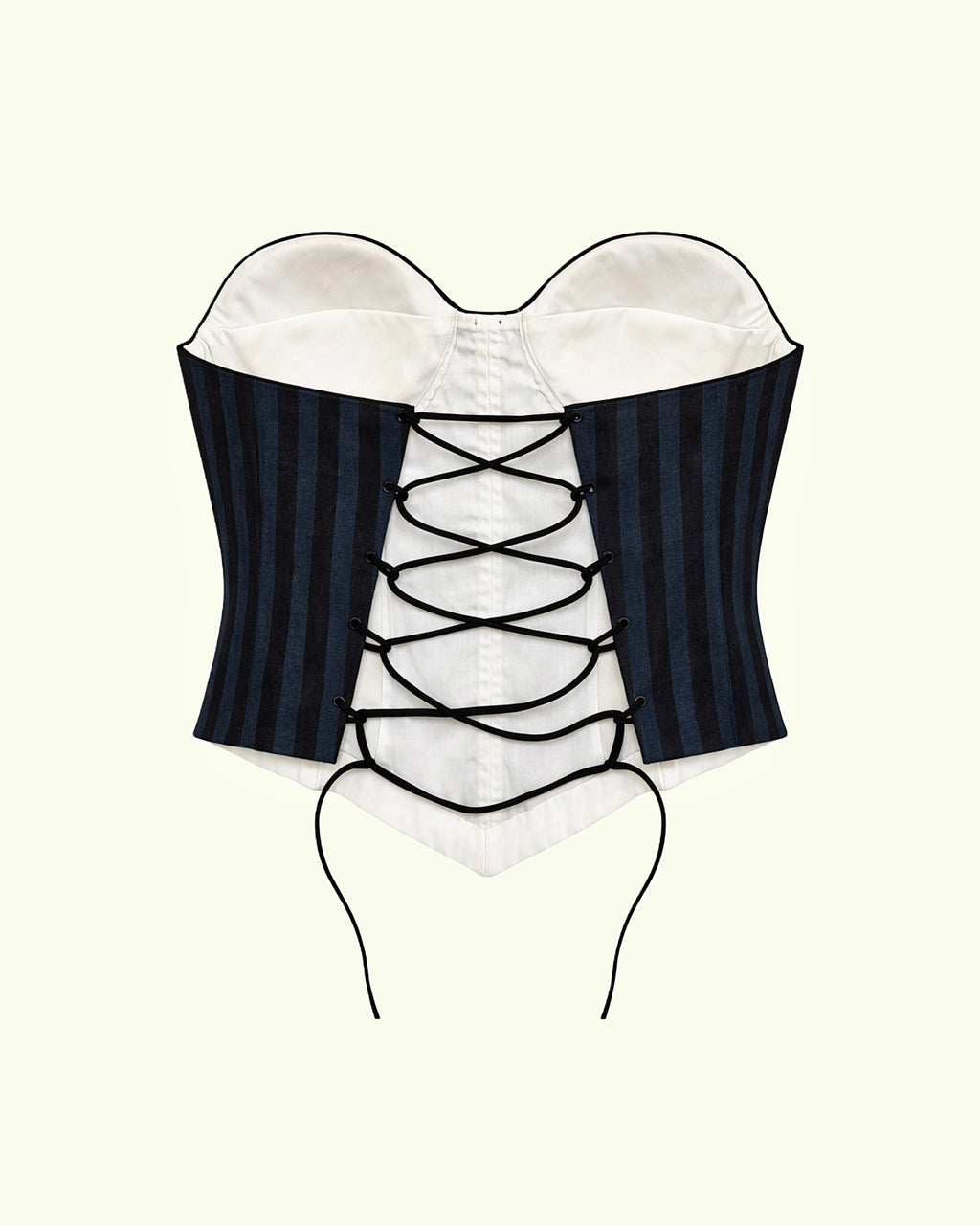 Black and white corset on a white background