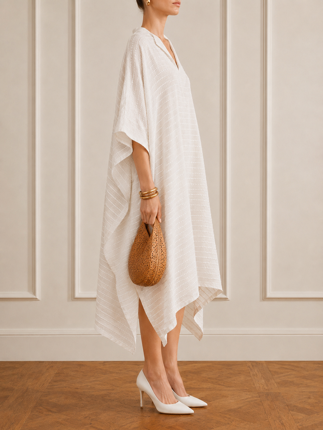 White Striped Handwoven Kaftan