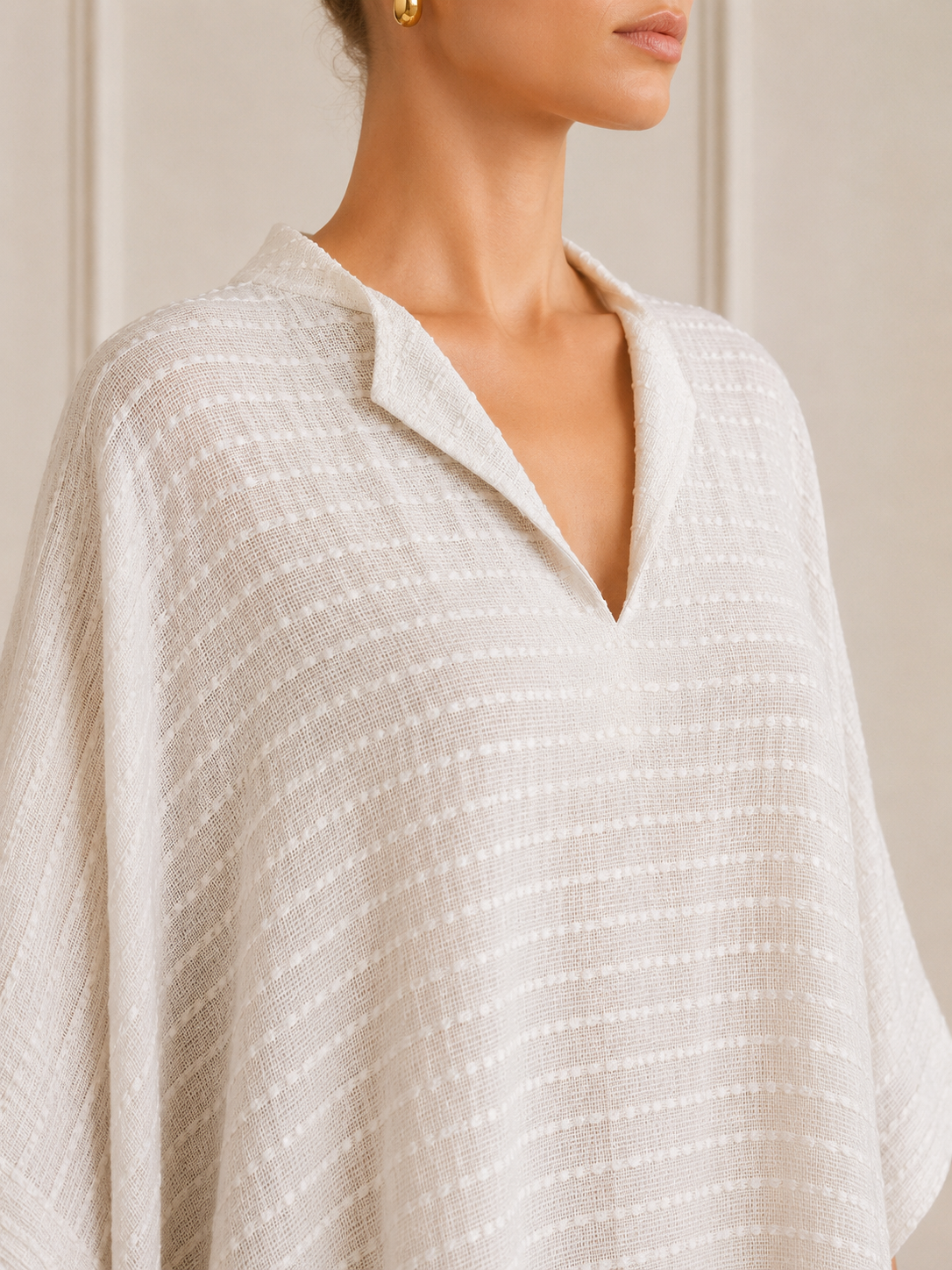 White Striped Handwoven Kaftan