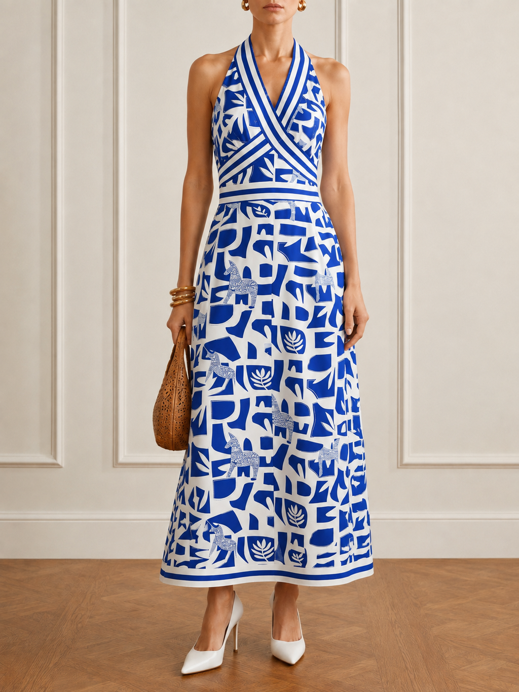 The Jaminique Blue Halter Neck Dress