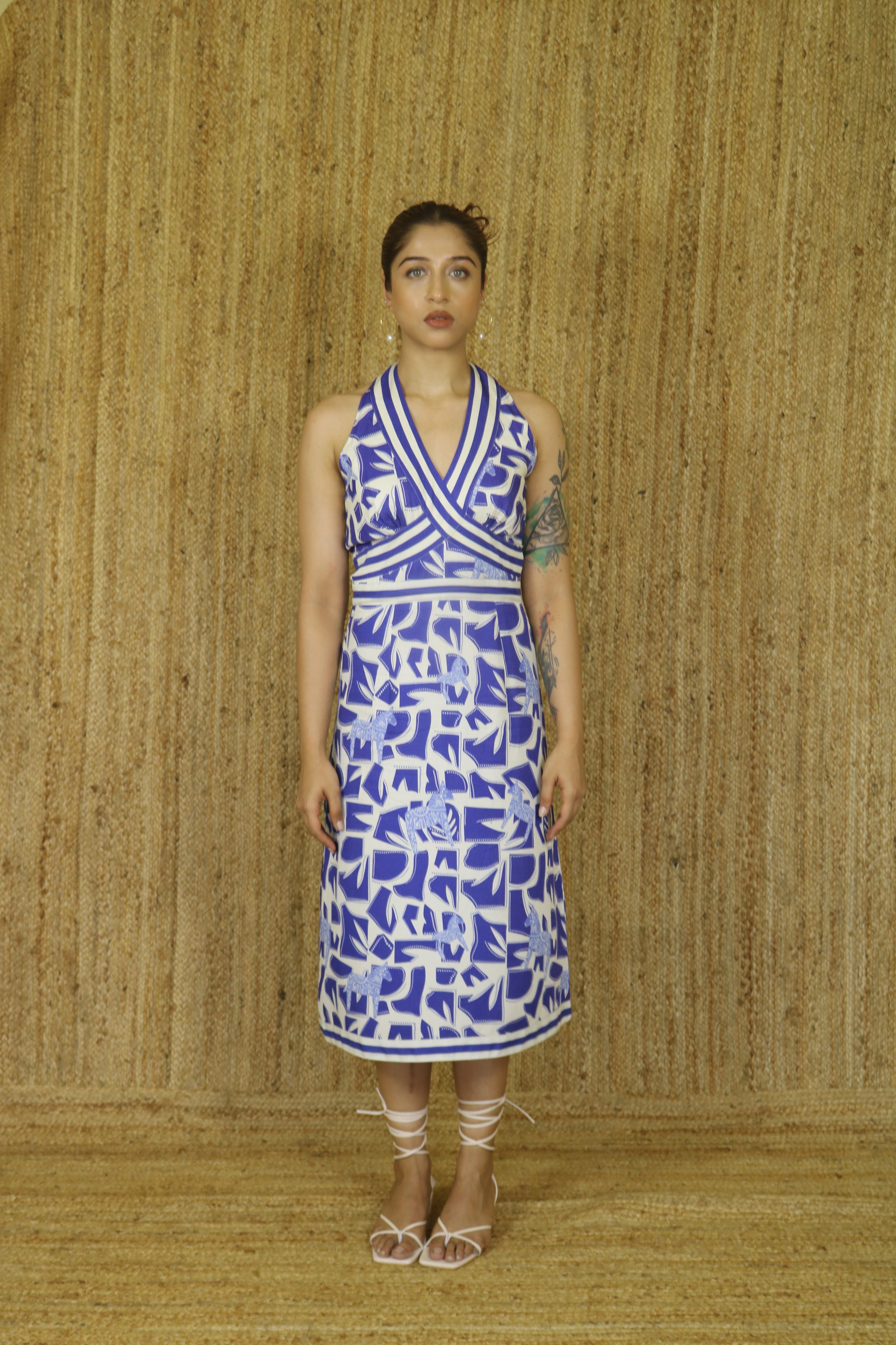 The Jaminique Blue Halter Neck Dress