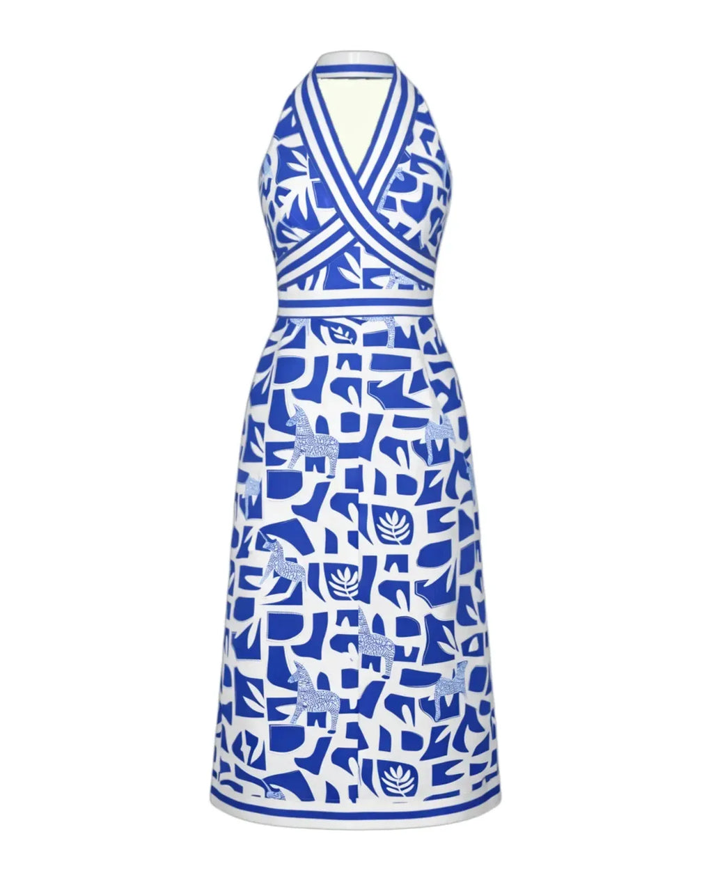 The Jaminique Blue Halter Neck Dress