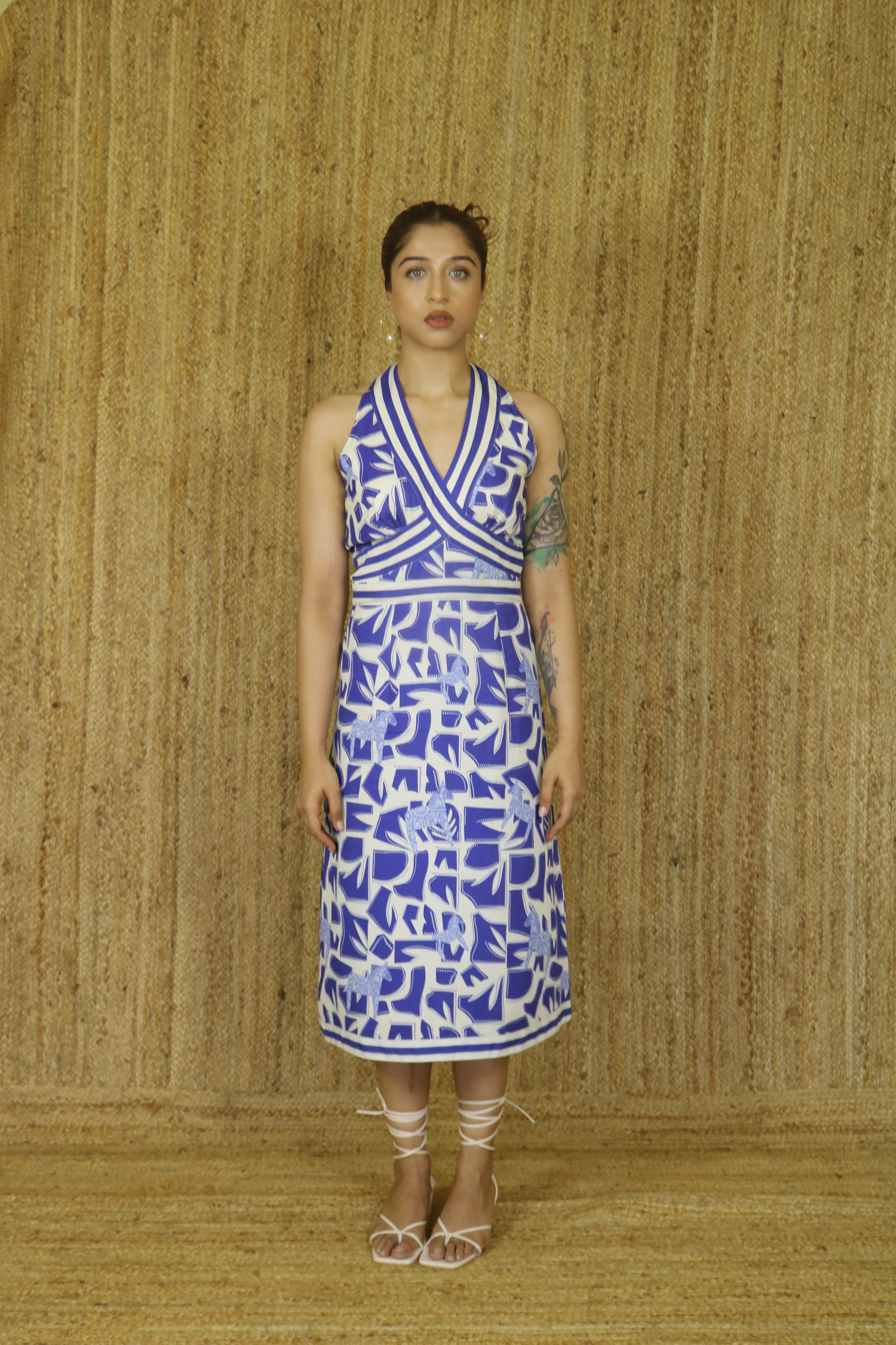 The Jaminique Blue Halter Neck Dress