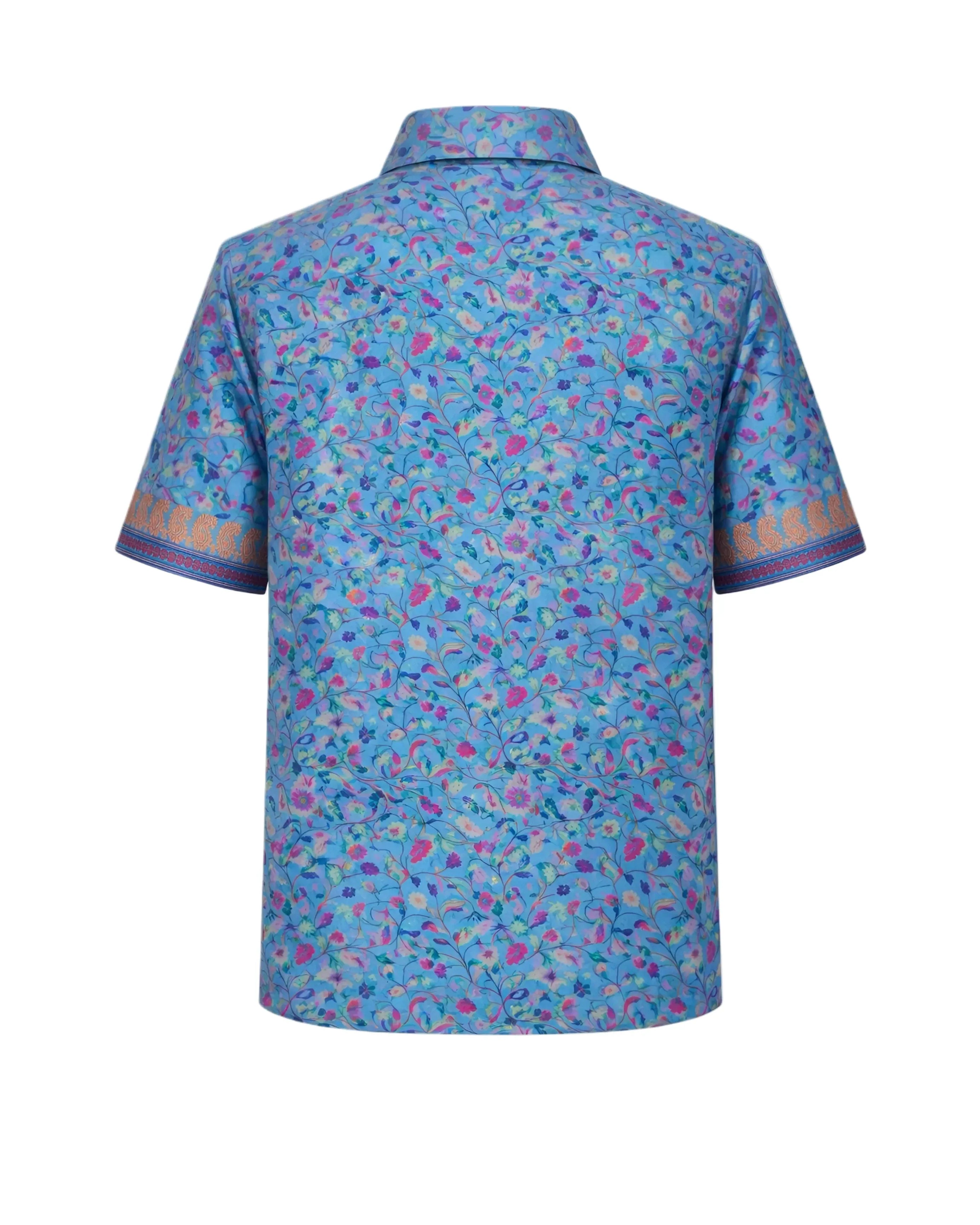 Upcycled Silk Floral Shirt Men
